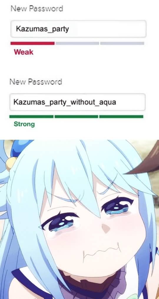 New Password Weak Strong Aqua Meme