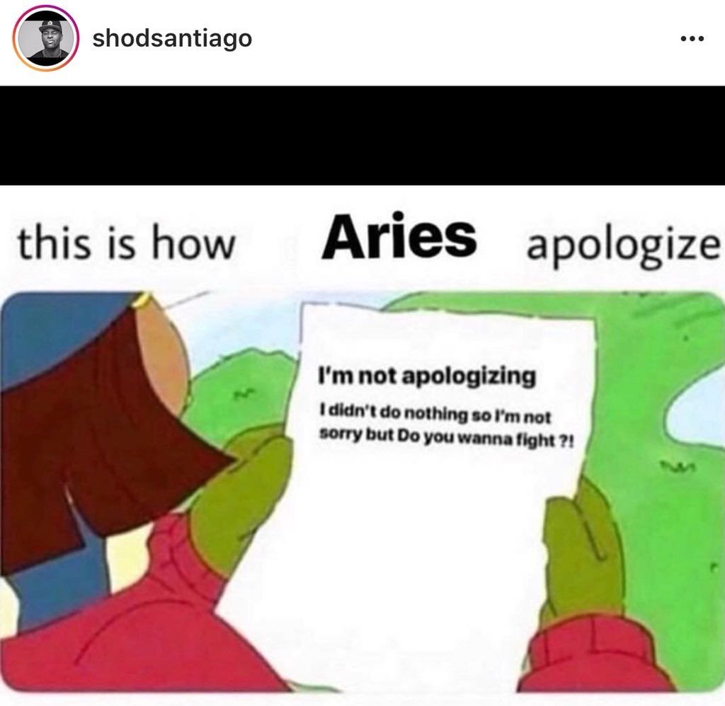This Is How Aries Apologize Aries Meme
