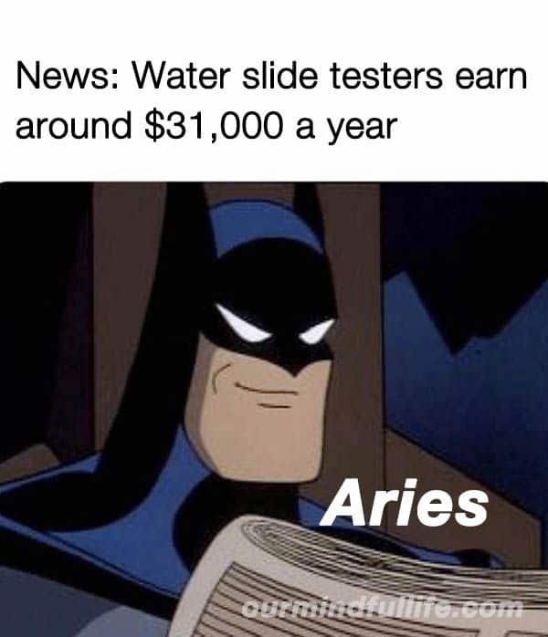 Water Slide Testers Earn Aries Meme